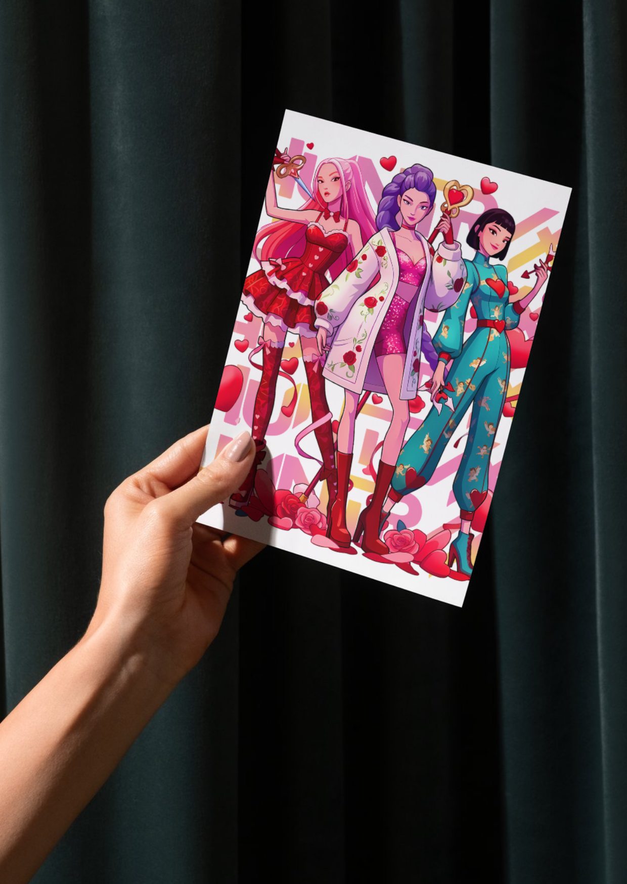 Kpop Demon Hunter Valentines Day Cards Mystery pack of 5 cards