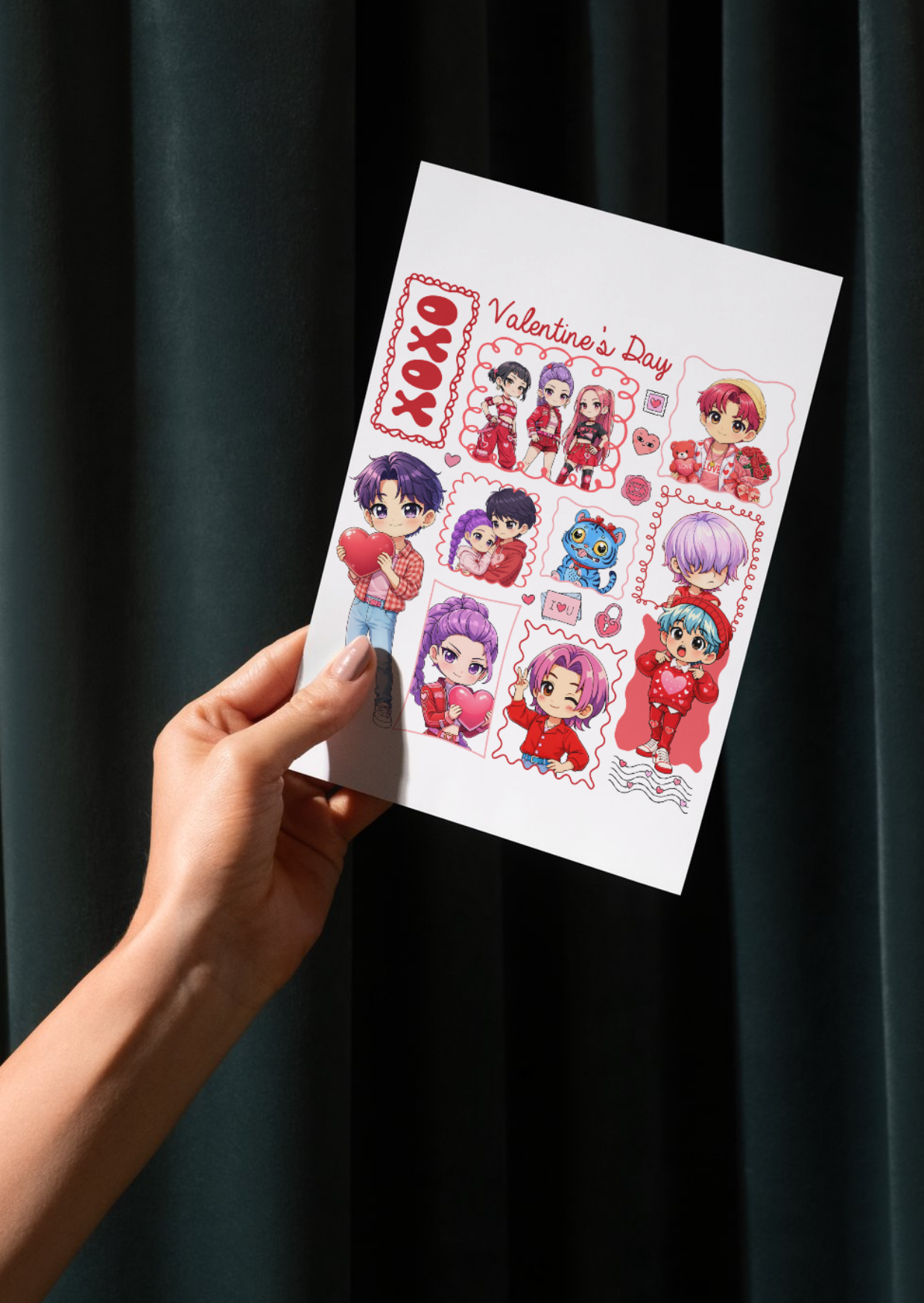 Kpop Demon Hunter Valentines Day Cards Mystery pack of 5 cards
