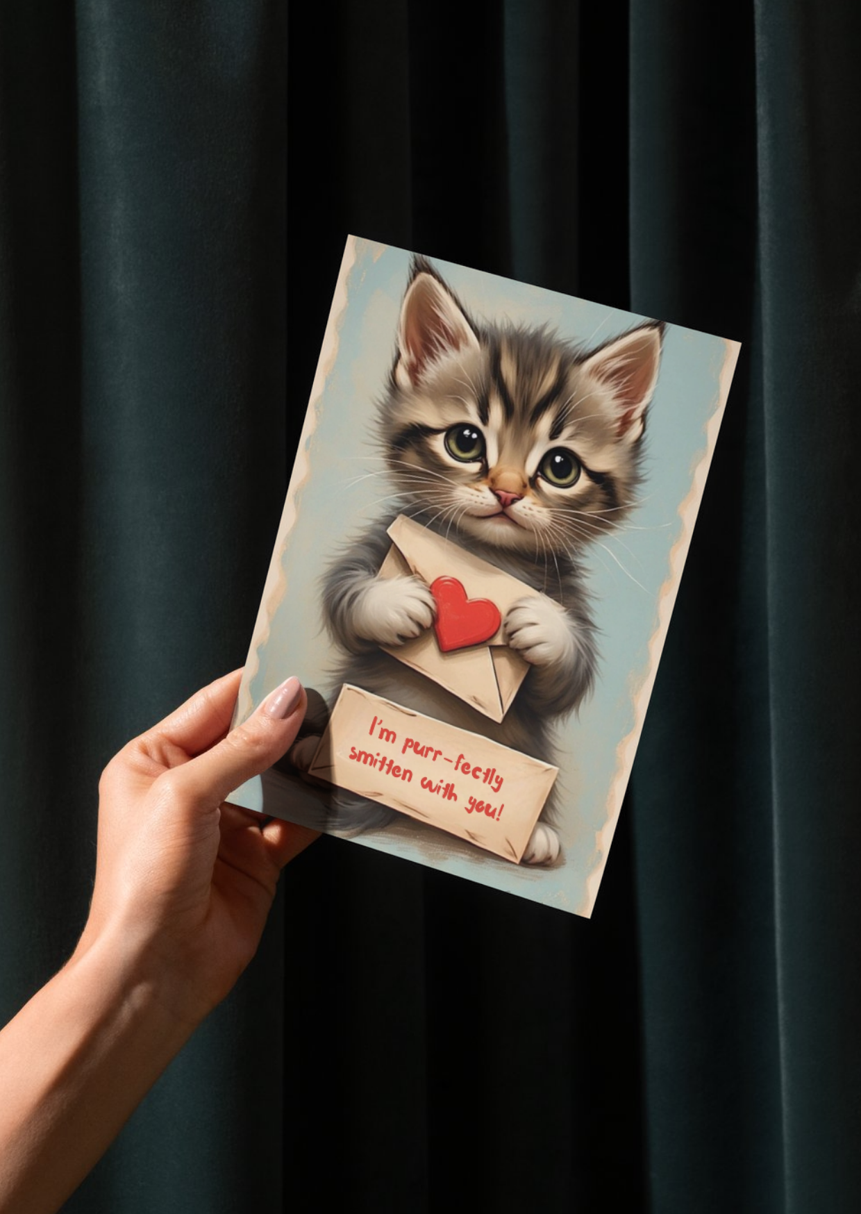 Cute cat valentines day card