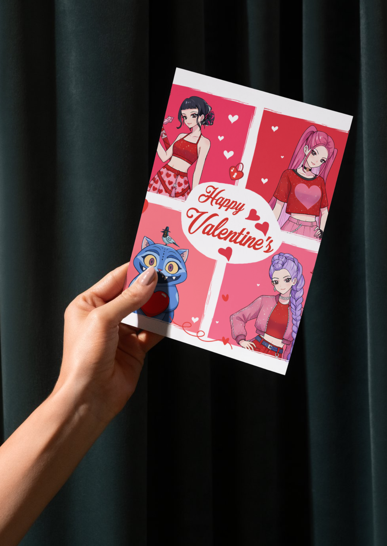 Kpop Demon Hunter Valentines Day Cards Mystery pack of 5 cards