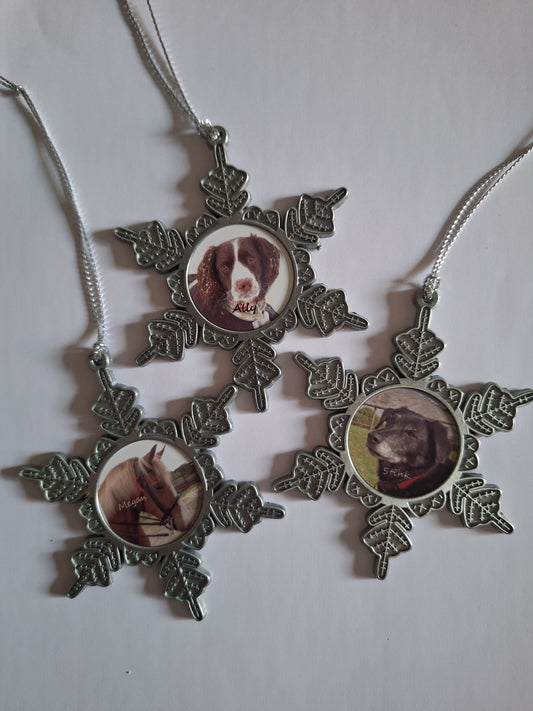 Personalised snowflake metal ornament