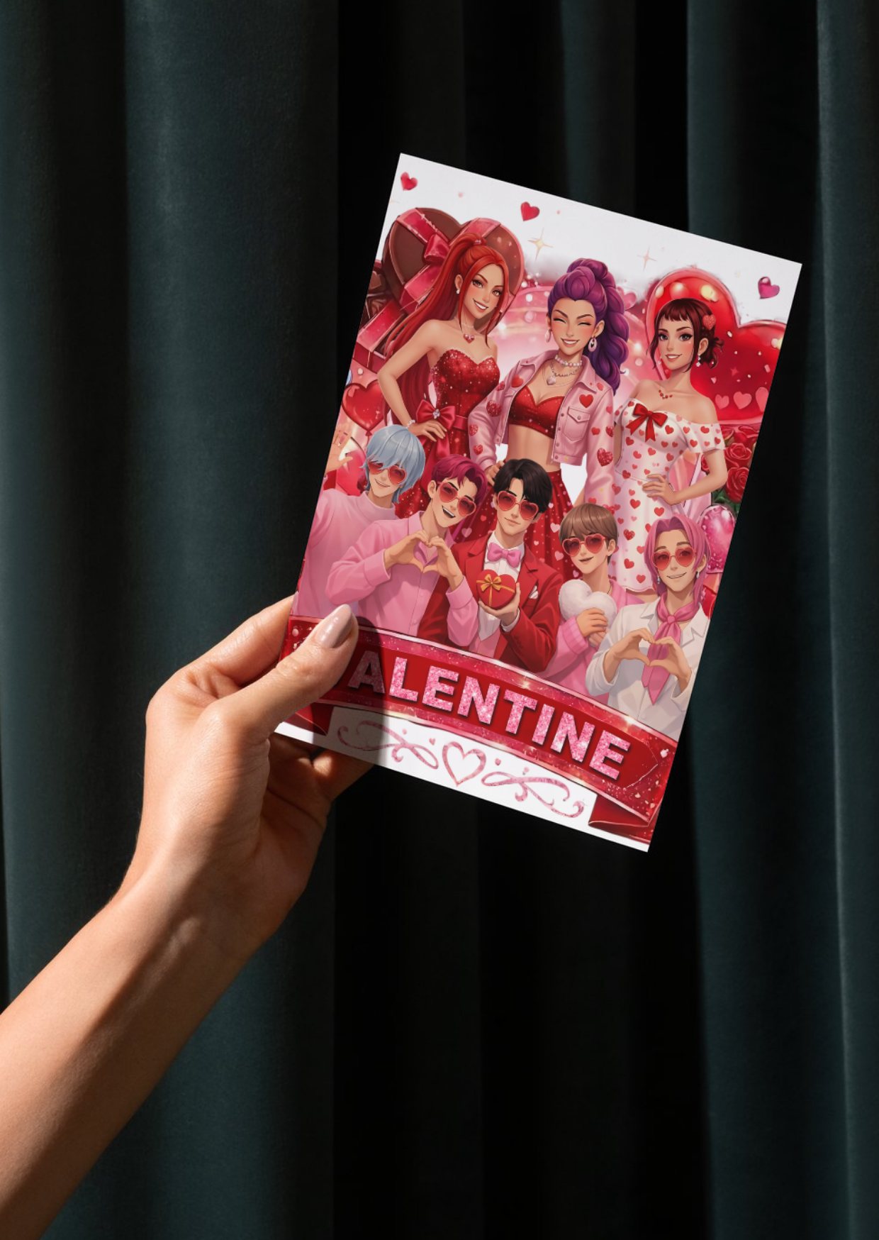 Kpop Demon Hunter Valentines Day Cards Mystery pack of 5 cards